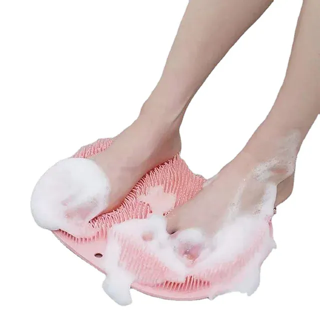 Wall Mounted Shower Foot , Massage Pad, Silicone Bath Cushion Brush with Suction Cups, Bat