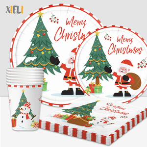 Xieli Juego <span class=keywords><strong>De</strong></span> Vajilla Navideña Con Patrón <span class=keywords><strong>De</strong></span> Regalos <span class=keywords><strong>De</strong></span> <span class=keywords><strong>Papá</strong></span> <span class=keywords><strong>Noel</strong></span>, Decoraciones Desechables Para Vajilla <span class=keywords><strong>De</strong></span> Fiesta - Product Image 1