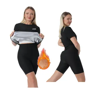 Women Sauna Suits Short Sleeve Compression T-shirt Workout Shirt Sweating Weight Loss Slimming Sweat Shaper Sauna Vest