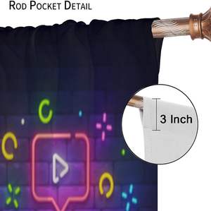 Cortinas Gamer para Niños, Diseño de Control de Videojuegos, Decoración para Ventanas de Habitaciones de Adolescentes, Niños, Salas de Estar y Cuartos de Juego, 2 Paneles - Product Image 6