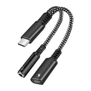 Werkseitiger Audio-DAC 3,5-mm-Kopfhörer 30-W/60-W-Ladeadapter 2-in-1-Typ C-bis 3,5-mm-Kopfhörerbuchse Audio-Adapter-Datenkabel