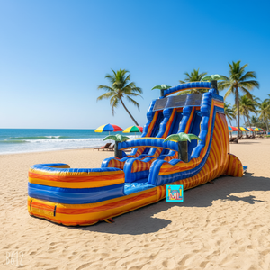 Toboggans aquatiques gonflables à thème coloré commerciaux, aire <span class=keywords><strong>de</strong></span> <span class=keywords><strong>jeux</strong></span> gonflable extérieure, toboggan aquatique gonflable en PVC, grand toboggan gonflable à sauter - Product Image 5