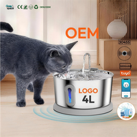 Fontaine à eau sans fil 4L 5000mAh pour chat et chien, en acier inoxydable 304, double induction radar 220, filtration à quatre couches, ultra silencieuse
