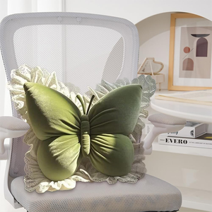 소파 장식 레이스 가장자리 부드러운 벨벳 면 가득 아늑한 지원 나비 베개 포옹 나비 모양의 쿠션 도매 - Product Image 3
