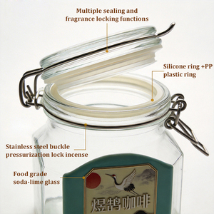 Pot de conservation carré en verre de 200 ml avec couvercle hermétique à clip, récipients alimentaires avec couvercles à <span class=keywords><strong>pince</strong></span>, pot de conservation en verre - Product Image 2