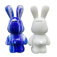Beliebte Kunsthandwerke 22cm/32cm/52cm DIY Flüssigkeits-Kaninchen-Spielzeug, leere Tierfiguren aus Kunststoff zum Bemalen, Flüssigkeits-Bär mit Spardose