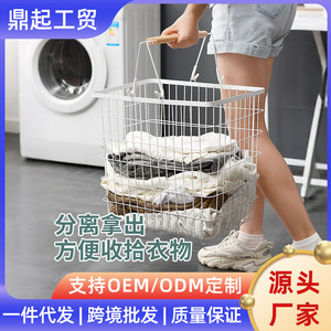 <b>Laundry</b> Basket Two Layer White Wheeled Clothes <b>Storage</b> Organizer With Wheels For Home Use - Product Image 5