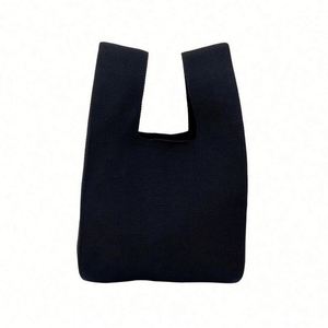 Bolso de Mano Personalizado de Punto Liso, Bolso Pequeño con Nudo en la Muñeca, Bolso Tote de Ganchillo Sólido para Mujer - Product Image 5