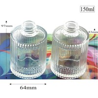 Bande ronde 150ml diffuseur de roseau de luxe bouteille en verre clair vide air bouteille de parfum bouchon à vis diffuseur de roseau autocollant