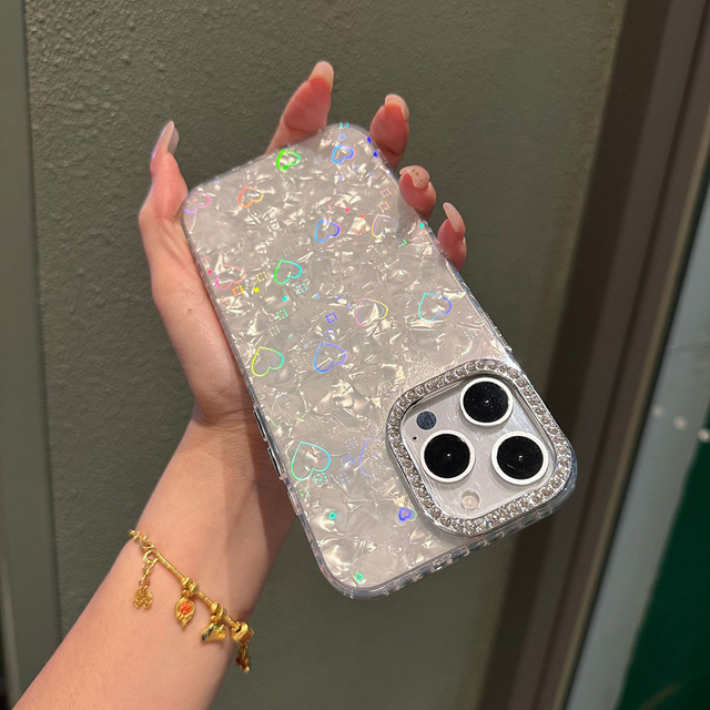 Luxury Glitter Shell Pattern Laser Phone case for IPhone 7 8 G Plus SE X XR XS MAX 11 12 13 Pro Mini TPU Shockproof Phone Cover