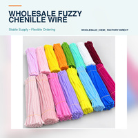 Vente en gros de fil chenille pelucheux, nettoyeurs de pipe de 30 cm, tiges chenille, fil pelucheux en vrac, emballage personnalisé OEM, fournitures d'artisanat