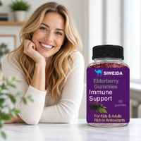 Zwarte Vlierbessen Gummies met Zink en Vitamine C Vegan Pectine Suikervrij Antioxidant voor Kinderen Volwassenen Private Label