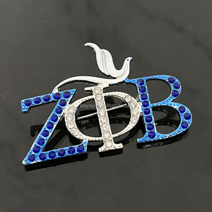 Nouvelles Épingles de Revers Exquises 1920 ZPB Sorority Zeta Phi Beta avec Symbole, Bleu, Blanc, Strass et Émail, Motif <span class=keywords><strong>Colombe</strong></span>, <span class=keywords><strong>Bijoux</strong></span> de Mariage Élégants - Product Image 3