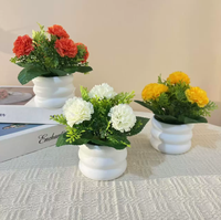 Bonsaï artificiel à 5 têtes de roses en pot, fleurs en soie faites à la main pour la décoration de la maison et du bureau, et cadeau pour la Saint-Valentin