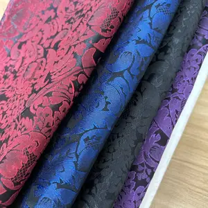 Polyester Textured Floral Pattern Yarn Dyed Fabric Woven Brocade Jacquard Fabrics For Cloth Dress