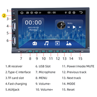 Lecteur MP5 universel pour voiture 7028B avec écran tactile de 7 pouces, Mirror Link, stéréo USB, Bluetooth intégré, émetteur FM, montage sur tableau de bord 2DIN