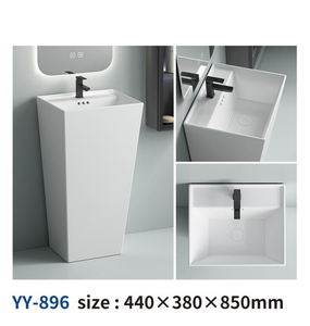 <span class=keywords><strong>Lavabo</strong></span> a colonna in ceramica, rotondo, quadrato, affusolato, bianco, autoportante per progetti di bagni d'albergo - Product Image 4
