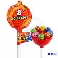 Vente en gros de sucettes géantes Halal BRC Surprise Ball avec 8 sucettes aux fruits et un jouet à l'intérieur, en vrac, cadeau saisonnier pour Halloween et Noël