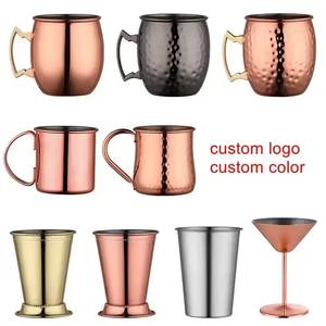 Винный стакан из нержавеющей стали, медная кружка для питья и чашка с ручкой, ручная работа, чистая медь, Московский мул, пивная кружка - Product Image 5