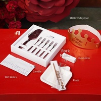 Ensemble de vaisselle jetable biodégradable pour fête d'anniversaire avec couteau à gâteau, fourchette, assiette, bougies et chapeau d'anniversaire OEM ODM