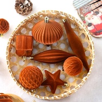 WF Cross-border pour Décorations de Noël : Ensemble de Boules de Noël en Peluche Floquée de Style Européen, Forme Ins, Pendentifs pour Arbre