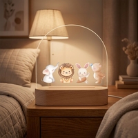 Lampe de nuit LED personnalisable en acrylique avec impression UV couleur, base en bois, décoration moderne DIY pour la maison, chambre d'enfant, alimentation USB