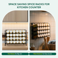 Étagère à épices à 4 niveaux, support de rangement pour pots à épices en métal, à poser ou à fixer, sans pots