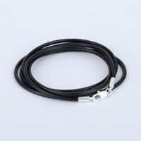 Collier noir tissé cordon en cuir acier inoxydable fermoir mousqueton hommes femmes