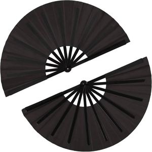 Abanicos Grandes de Plástico Plegables para Baile en Línea, con Tela de Satén y Nylon, para Decoración de Fiestas y Festivales - Product Image 1