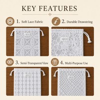Pochette à maquillage en dentelle avec logo personnalisé, pochette à cosmétiques en dentelle florale de luxe, pochette à bijoux esthétique, trousse de toilette vintage pour femmes, OEM