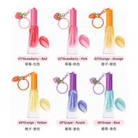 Private Label Lip Oil Fruit Pendant Glansrijke Transparante Fijne Glans Hydraterende Lipgloss Sleutelhanger
