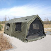 Tente de camping gonflable 6.3 m² double couche quatre saisons, 1 chambre, 1 séjour, avec auvent extensible à poteaux, imperméable, directement de l'usine