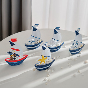 Juego de Decoración de Mini Veleros Estilo Mediterráneo, Paquete de Varias Piezas, Adorno para Sala de Estar, Diseño Escénico - Product Image 1