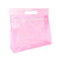 Op maat gemaakte transparante, mat PVC rits-opbergzak met handvat, waterdichte reistas voor ondergoed, strand, cosmetica en winkelen.