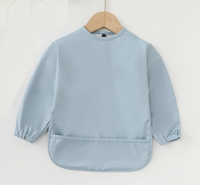 Bavoir bébé SZPAN à manches longues, facile à nettoyer, écologique, jetable, en tissu polyester PU imperméable avec bouton-pression pour l'alimentation