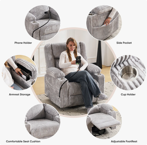 <span class=keywords><strong>Fauteuil</strong></span> inclinable électrique avec massage et chaleur, <span class=keywords><strong>fauteuil</strong></span> inclinable <span class=keywords><strong>pivotant</strong></span> pour adultes avec rangement pour les bras, support pour téléphone - Product Image 4