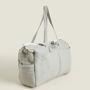 Sac à langer portable vintage écologique en coton bio matelassé confortable, sac à dos de <span class=keywords><strong>maternité</strong></span> pour rangement de couches en mousseline - Product Image 4