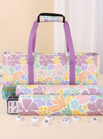 Ensemble de sacs en polyester imprimé Mahjong, style floral rétro et simplicité urbaine, 3 en 1 (sac fourre-tout, sac tube, tapis de rangement pour tuiles), thème jardin pastel, cadeau, vente en gros