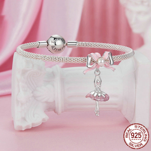 Vente flash - Breloques fines en argent sterling 925 <span class=keywords><strong>rose</strong></span> à faire soi-même, accessoires pour la création de bijoux pour femmes, compatibles avec les bracelets en os de serpent - Product Image 3