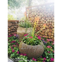 Grand pot en pierre de béton vintage pour plantes et fleurs de jardin