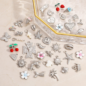 Accessoires de bijoux en acier inoxydable, formes variées, 20 pièces pour la fabrication de colliers, pendentifs DIY, style océan, breloques fruits et fleurs - Product Image 1