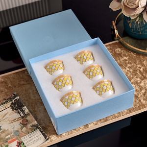 Juego de 6 Tazas de Té de Porcelana China con Platos, Estilo Moderno Minimalista Colorido de Oriente Medio, en Caja de Regalo - Product Image 2