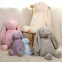 Jouets en peluche de lapin floral de logo personnalisé doux mignon Figurines de lapin de Pâques poupées d'animaux en peluche bleu blanc vert Gery oreiller de lapin