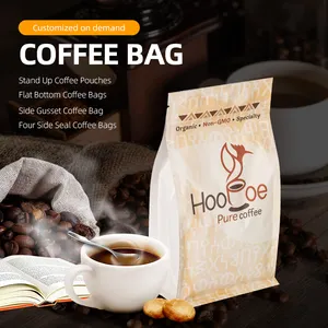 Sıcak satış cazip fiyat sekiz yan mühür kahve çekirdekleri çanta boş çanta kahve ambalaj poşetleri vana ile