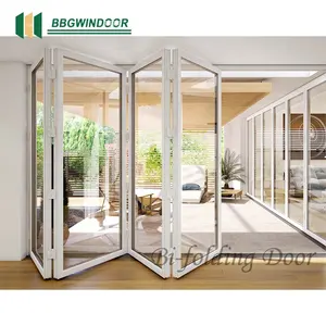 Lukliving Suppliers French Double Glass China Interior Doors Aluminum Alloy Folding 2 Fold Bifold Door Finished