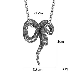 Collana nera gotica con pendente in stile gotico con serpente intrecciato Hip Hop collana di personalità in acciaio inossidabile a forma di Punk - Product Image 4
