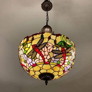 LongHuiJing High End Quality Middle 16 Inch Stained Glass Dragonfly Tiffany LED Table Adjustable Height for Bedroom Bar Cafe - Product Image 3