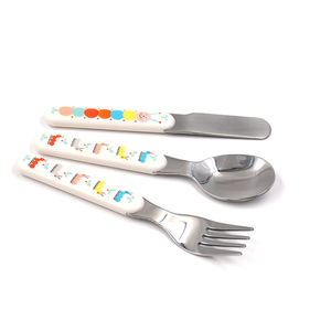 Ensemble de <span class=keywords><strong>couverts</strong></span> en acier inoxydable avec poignée d'impression de dessin animé, vaisselle, cuillère et fourchette pour enfants - Product Image 2