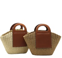 Nouveaux Sacs d'Été pour Femme Fait Main, Grand Sac de Plage en Paille Tressée, Cabas Fourre-Tout