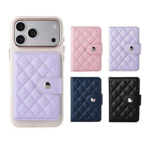 Funda Protectora para Teléfono de Cuero Acolchado con Tapa Magnética, Ranuras para Tarjetas y Soporte - Product Image 1